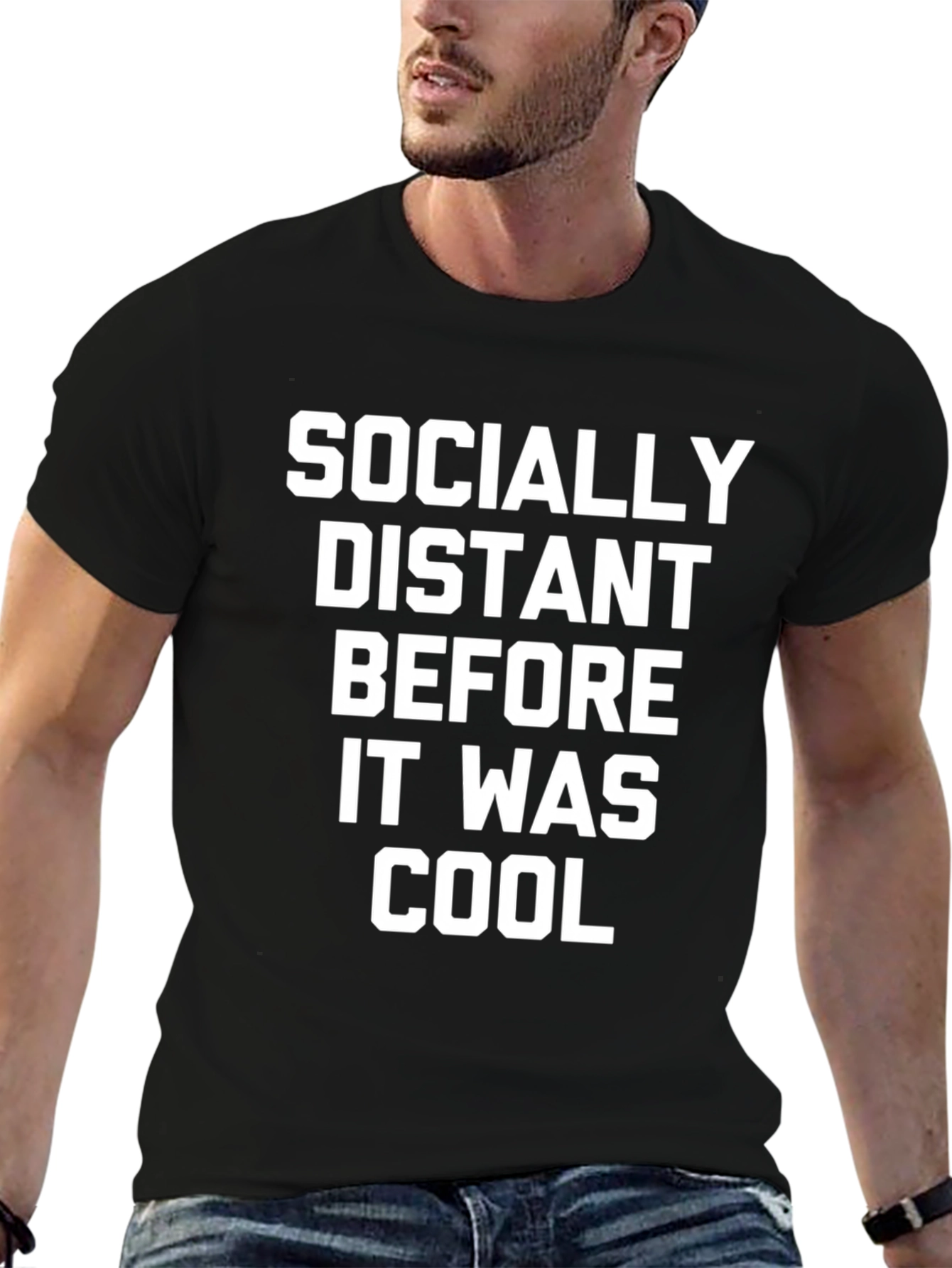 Socially Distant T-Shirt - Black Cotton Tee