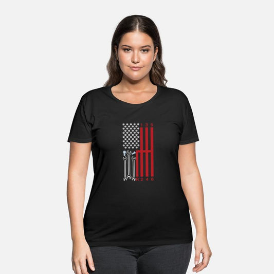 Car Mechanic Shifting Gear American Flag Drag