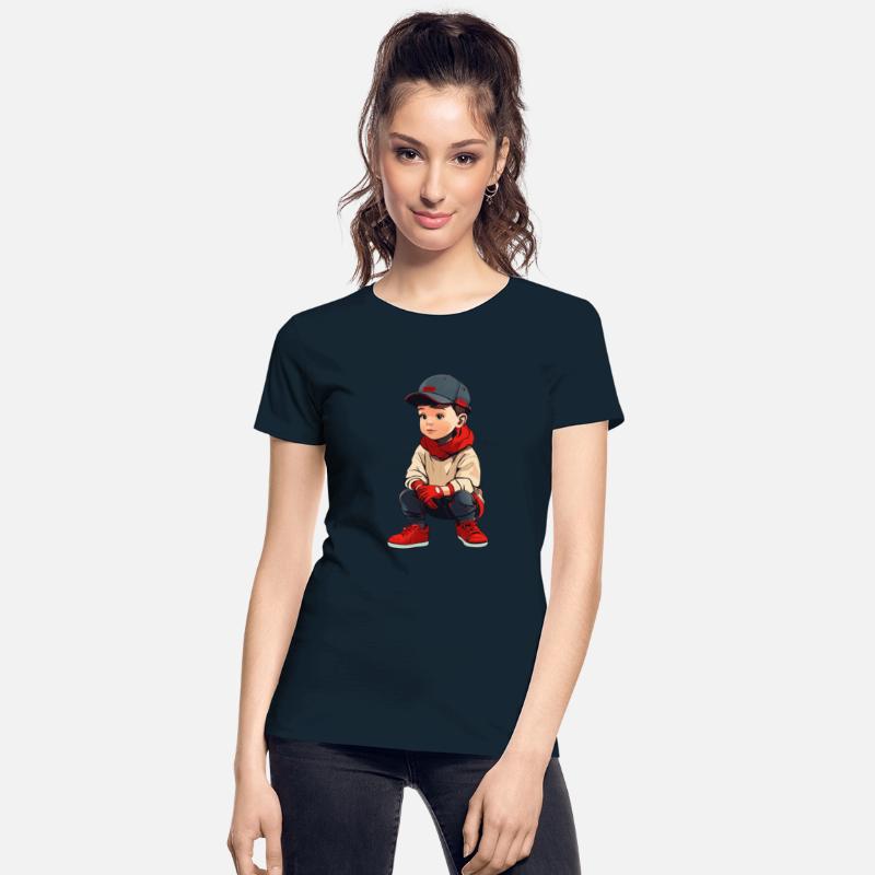 cartoon kid wearing red shoes