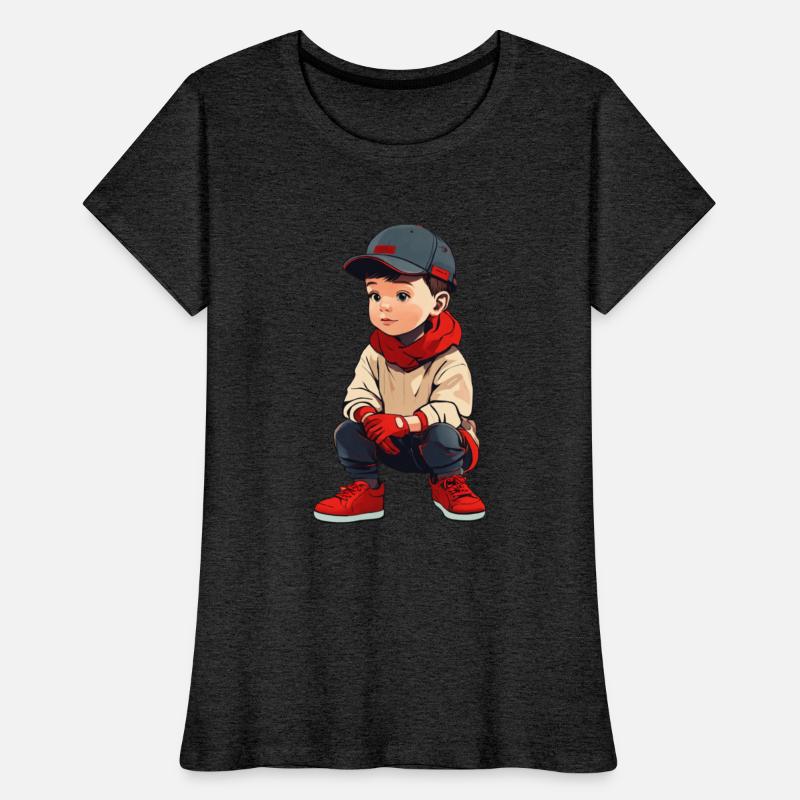 cartoon kid wearing red shoes