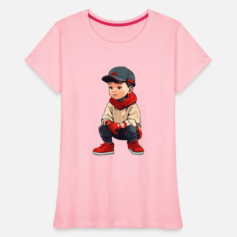 cartoon kid wearing red shoes