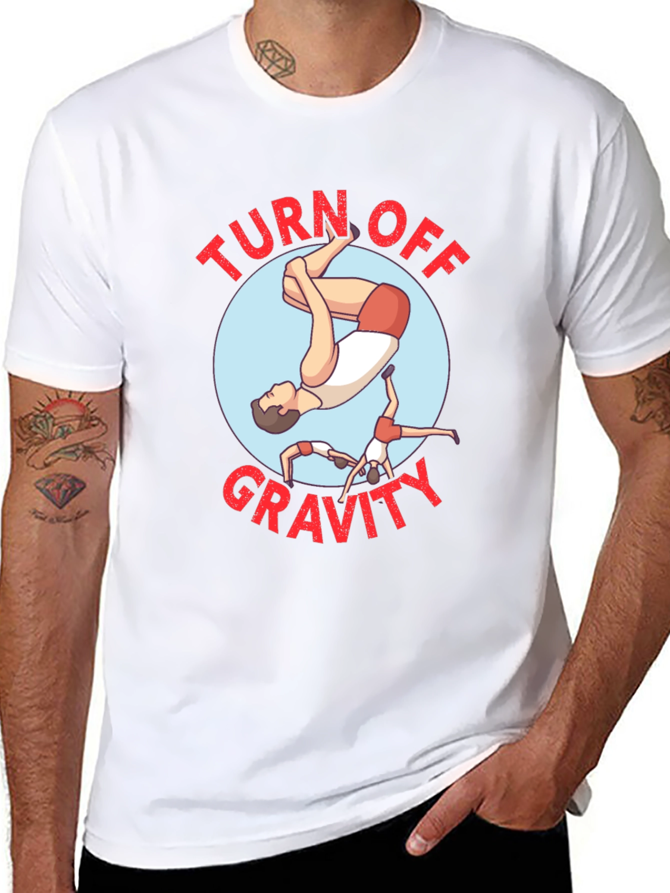 Turn Off Gravity Black Graphic T-Shirt