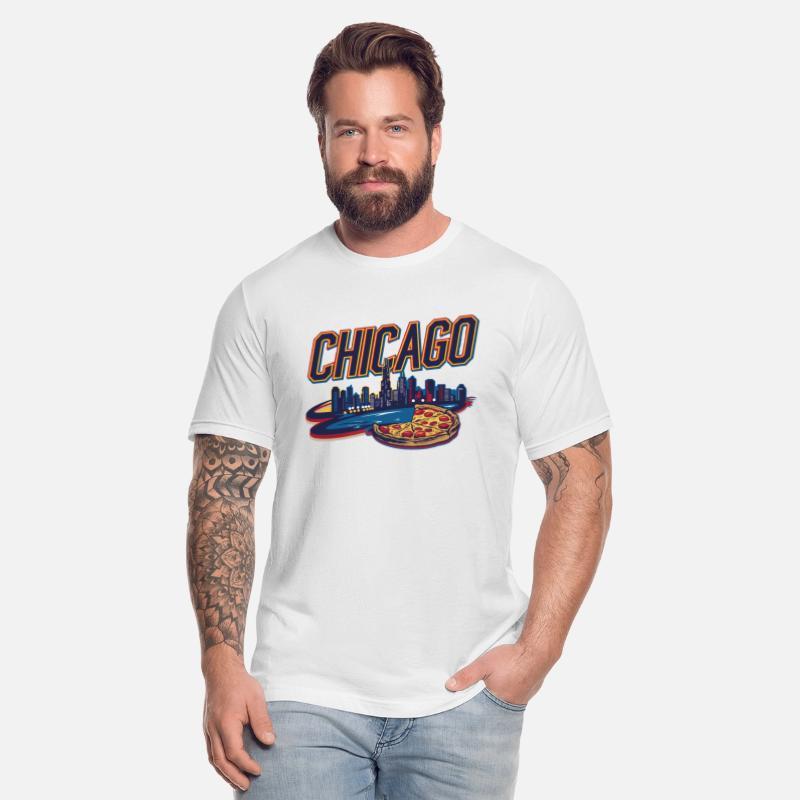Chicago Skyline and Deep Dish Pizza Graphic Art