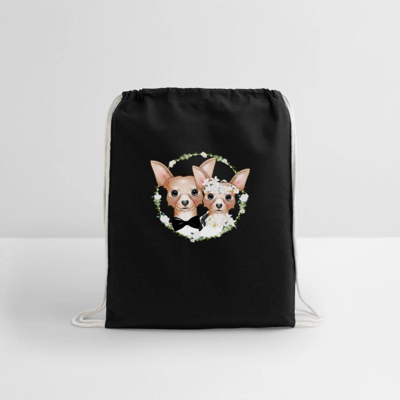 Chihuahua bride & groom in a romantic wedding look