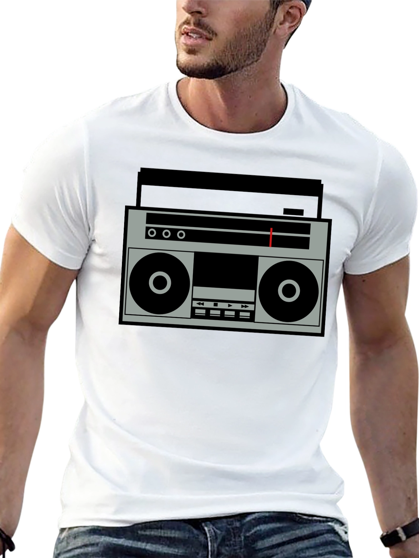 Retro Boombox Graphic Tee - Classic Style