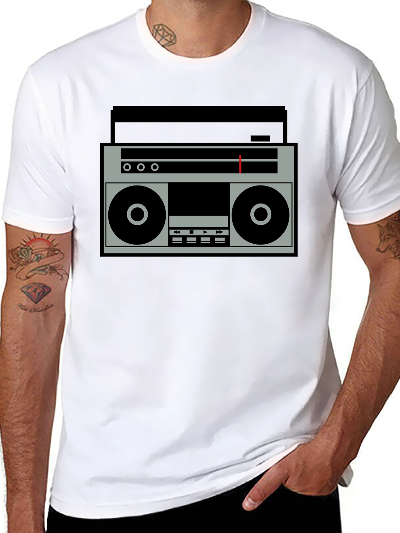 Retro Boombox Graphic Tee - Classic Style