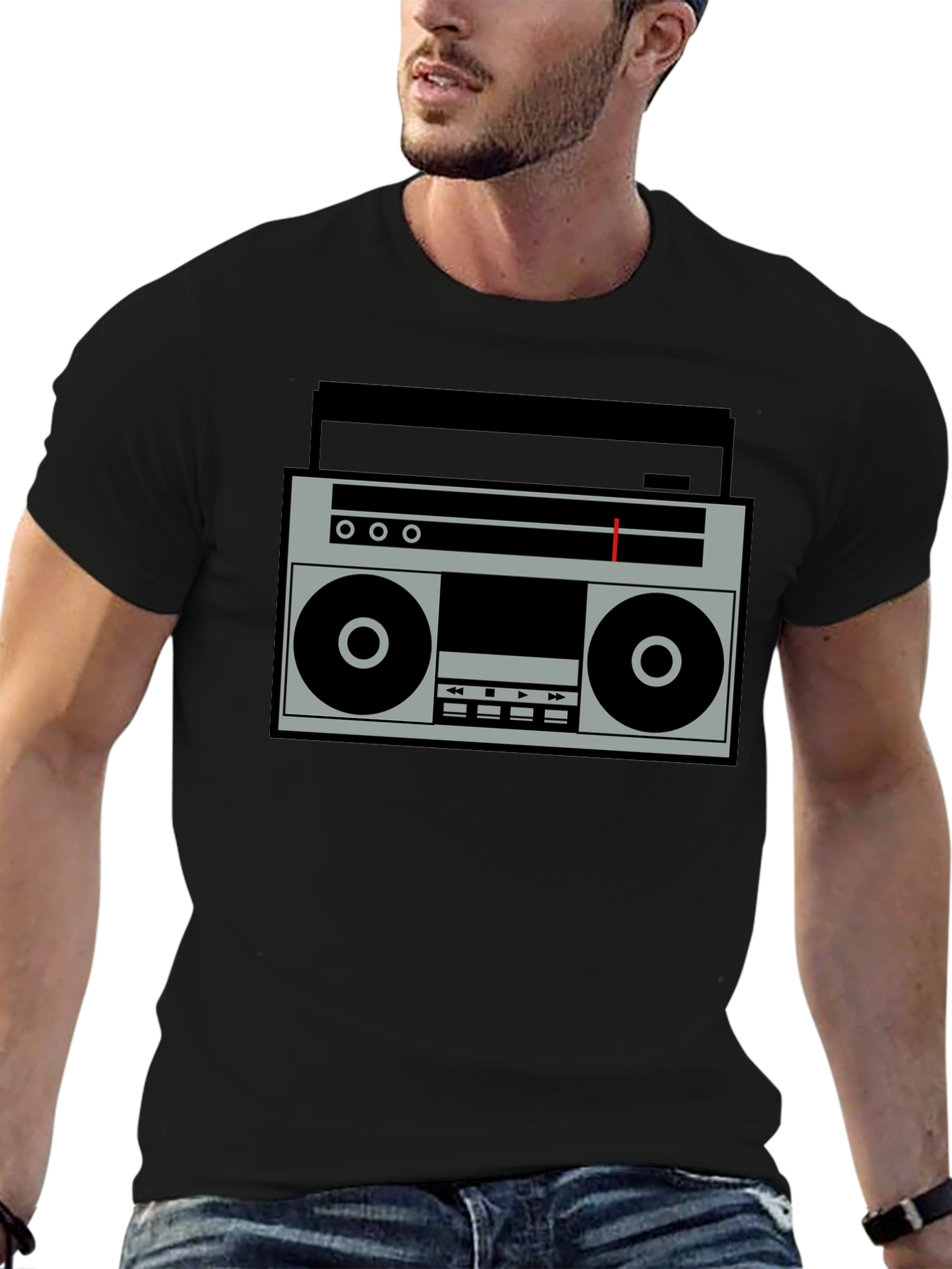 Retro Boombox Graphic Tee - Classic Style