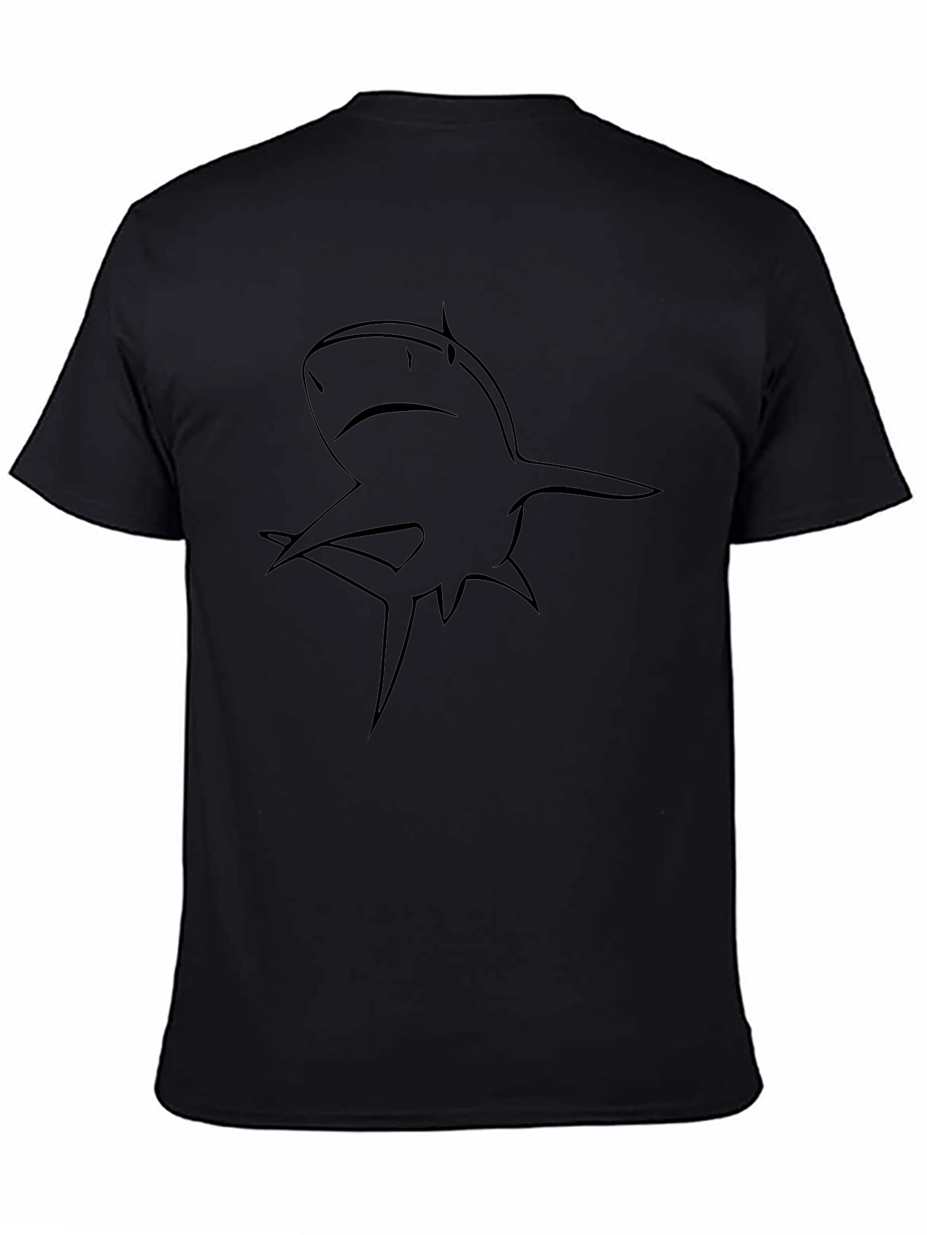 Shark Outline Graphic Black T-Shirt