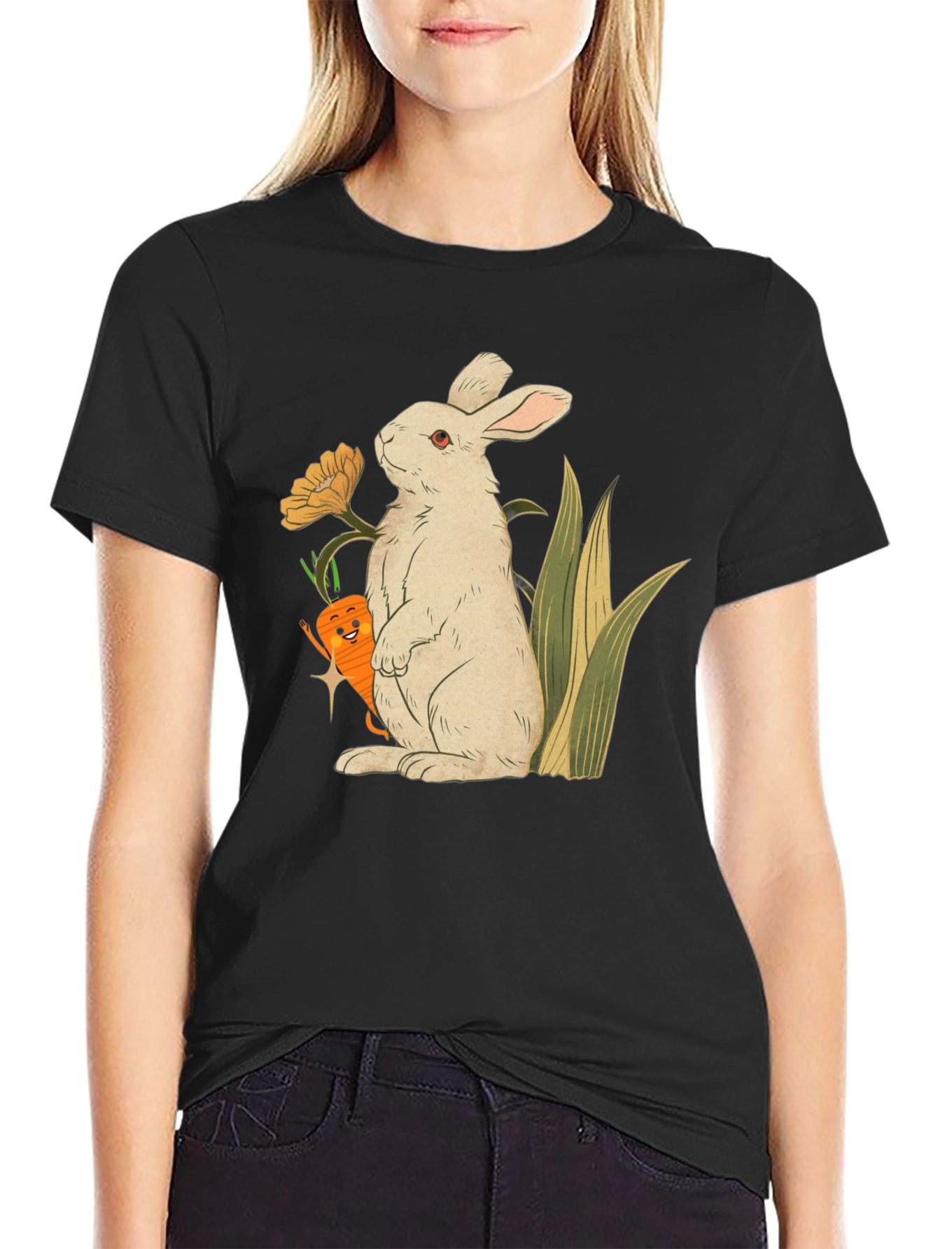 Bunny & Carrot Graphic T-Shirt - Cute & Comfy