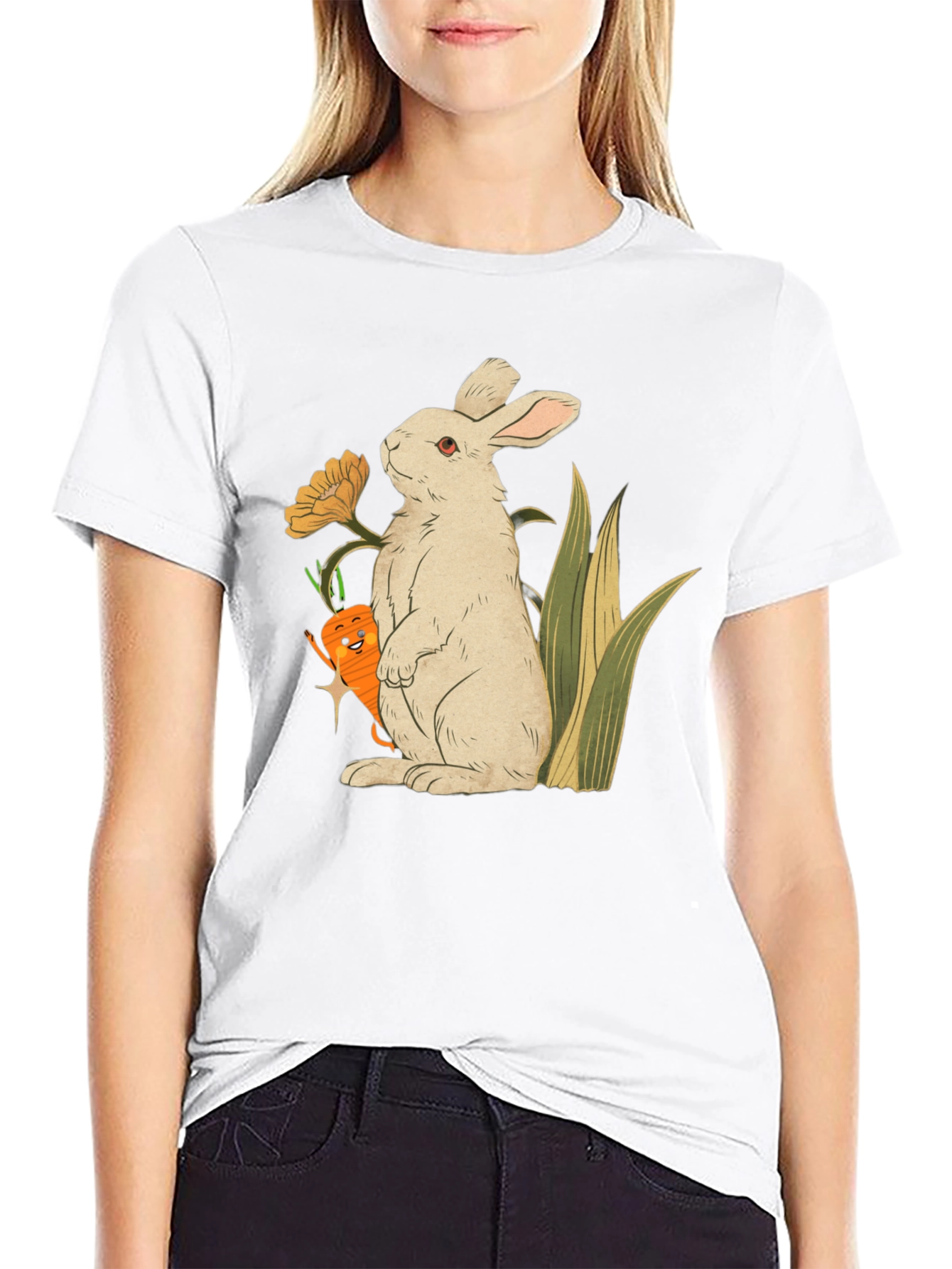 Bunny & Carrot Graphic T-Shirt - Cute & Comfy