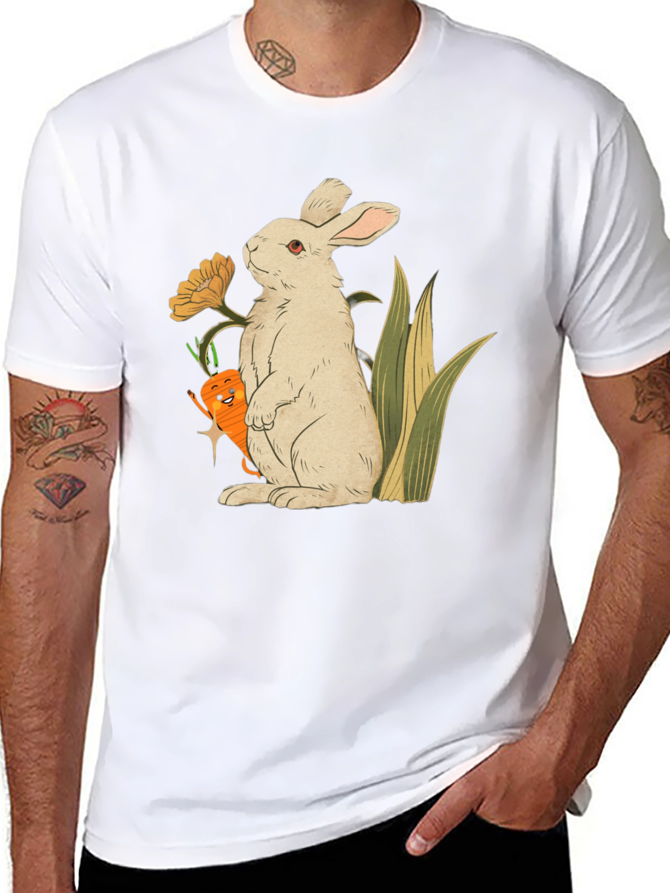 Bunny & Carrot Graphic T-Shirt - Cute & Comfy