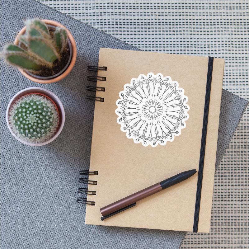 Circular pattern in form of mandala with flower