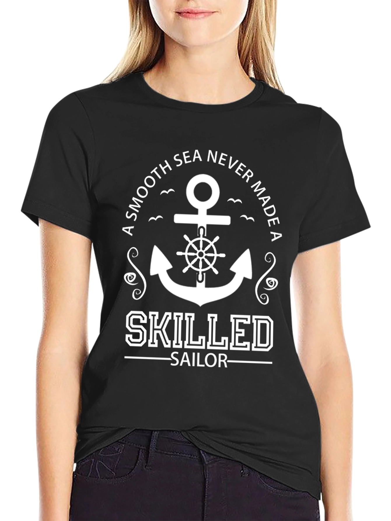 Skilled Sailor Anchor Graphic Black T-Shirt