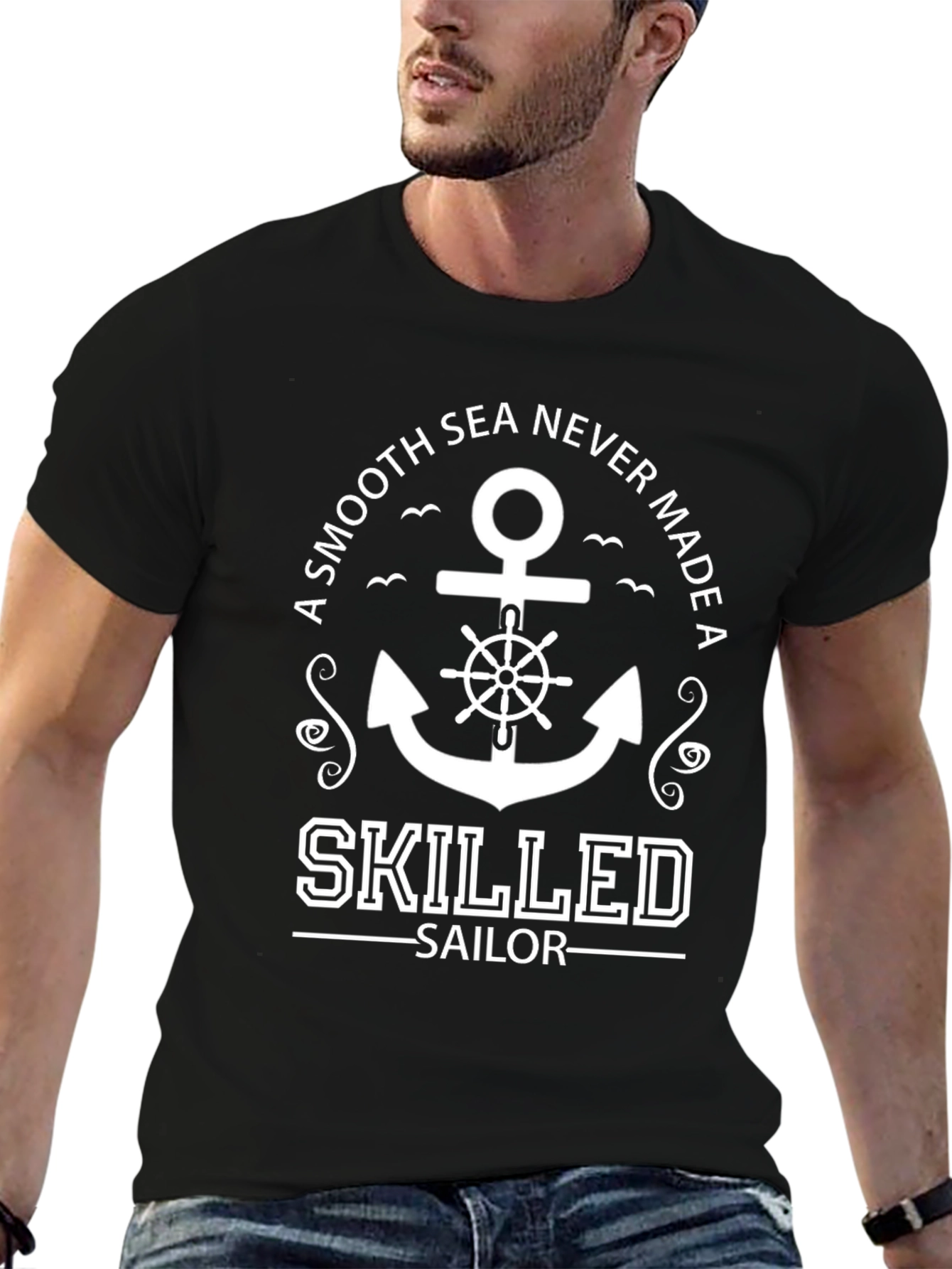 Skilled Sailor Anchor Graphic Black T-Shirt