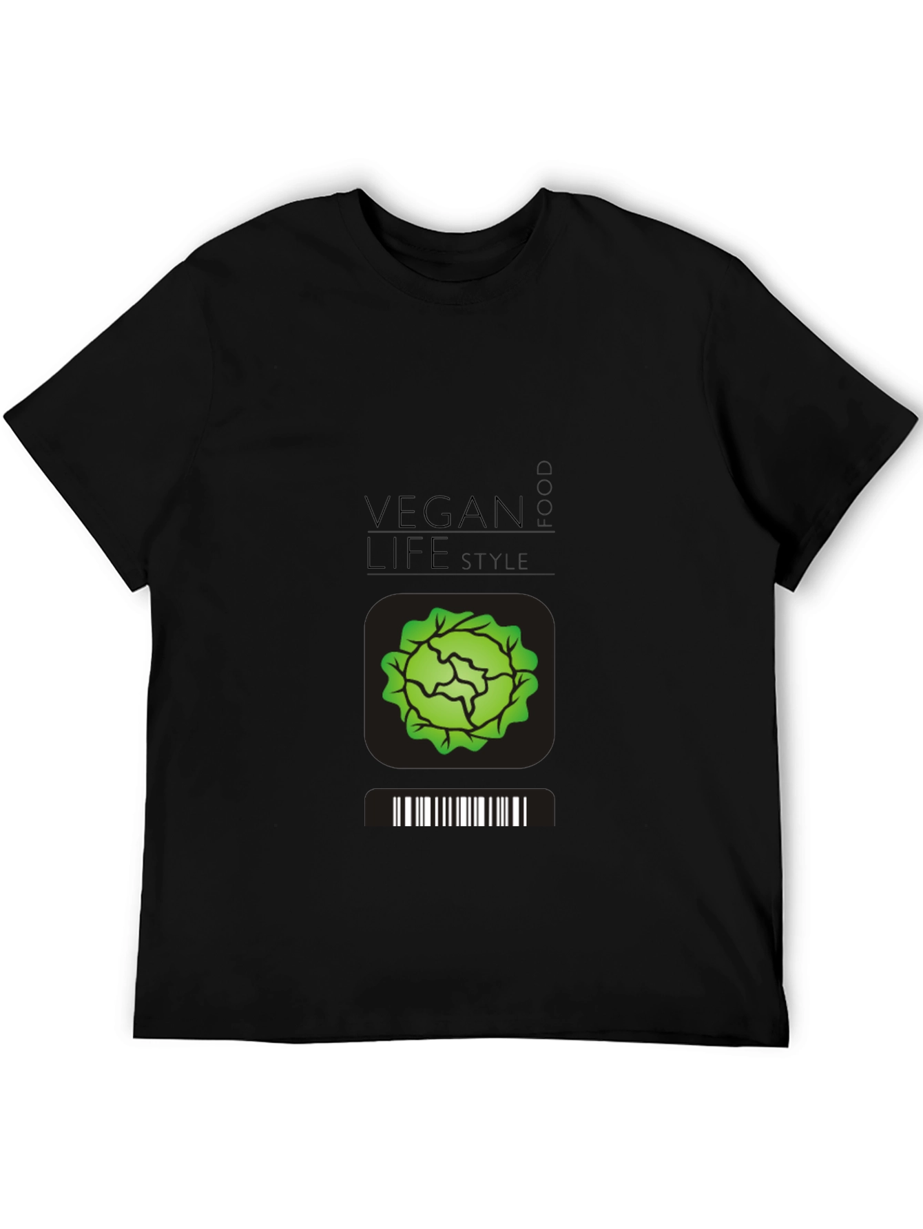 Vegan Lifestyle T-Shirt - Black Cabbage Design