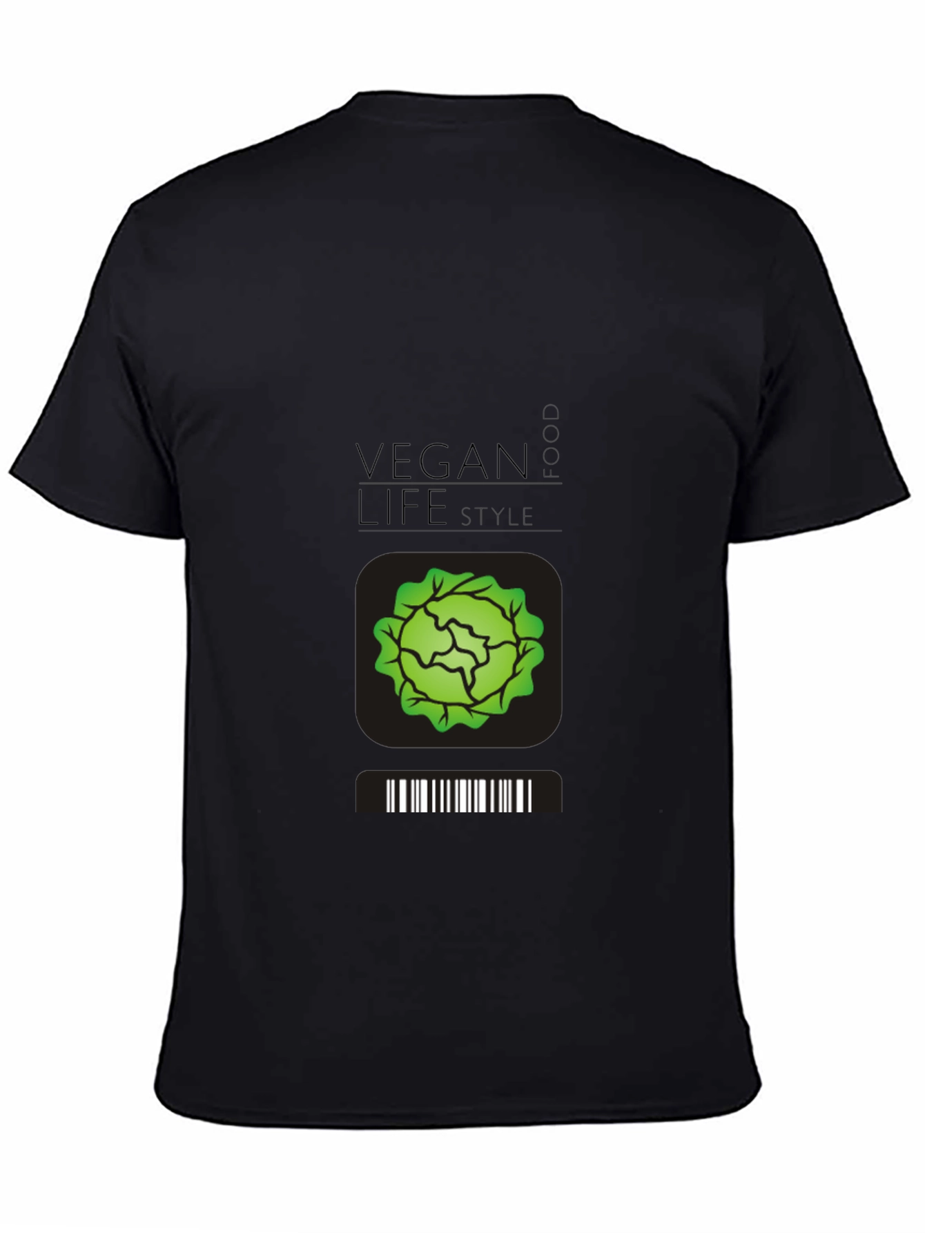 Vegan Lifestyle T-Shirt - Black Cabbage Design
