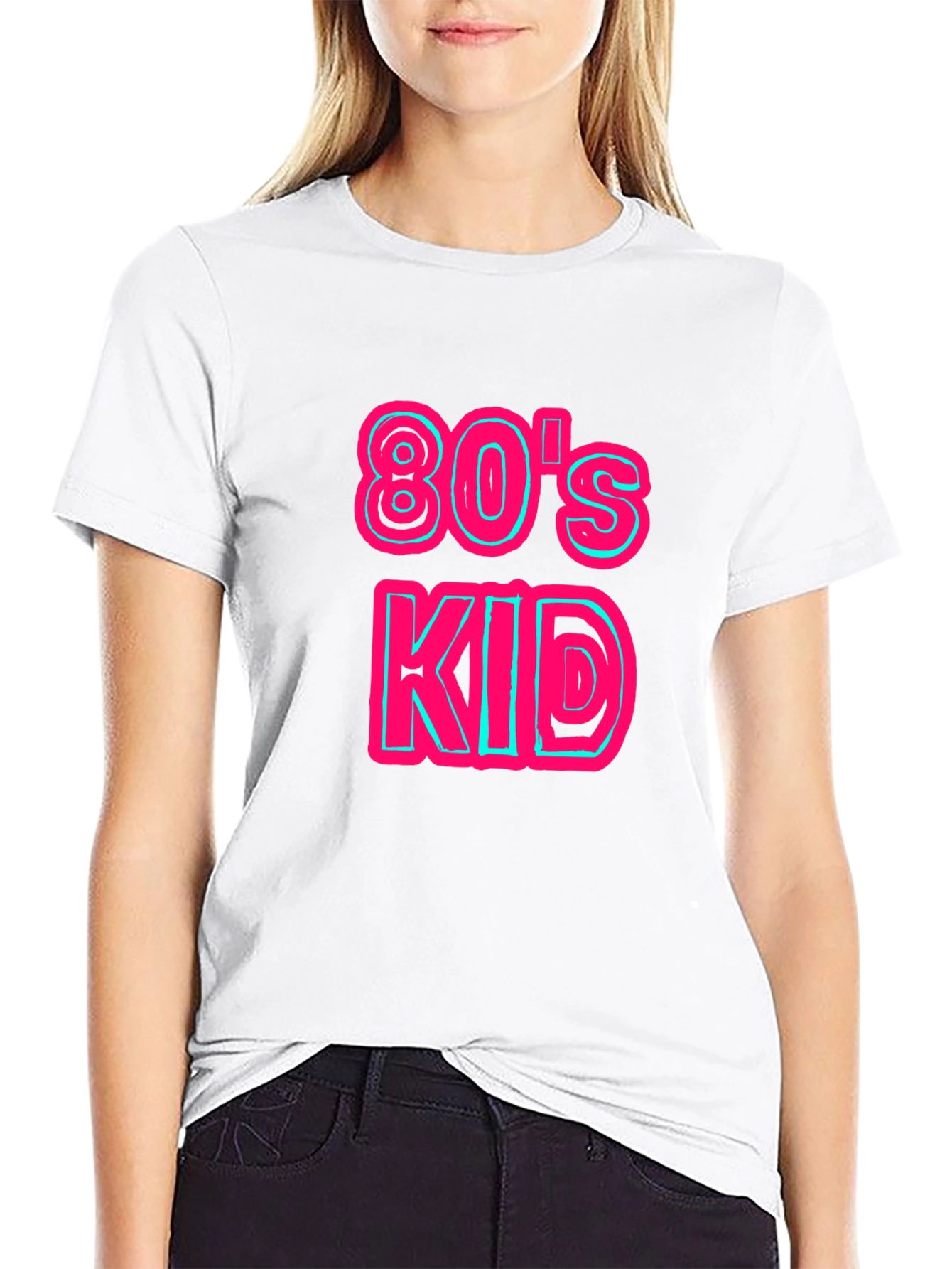 Retro 80s Kid Graphic Tee - Black