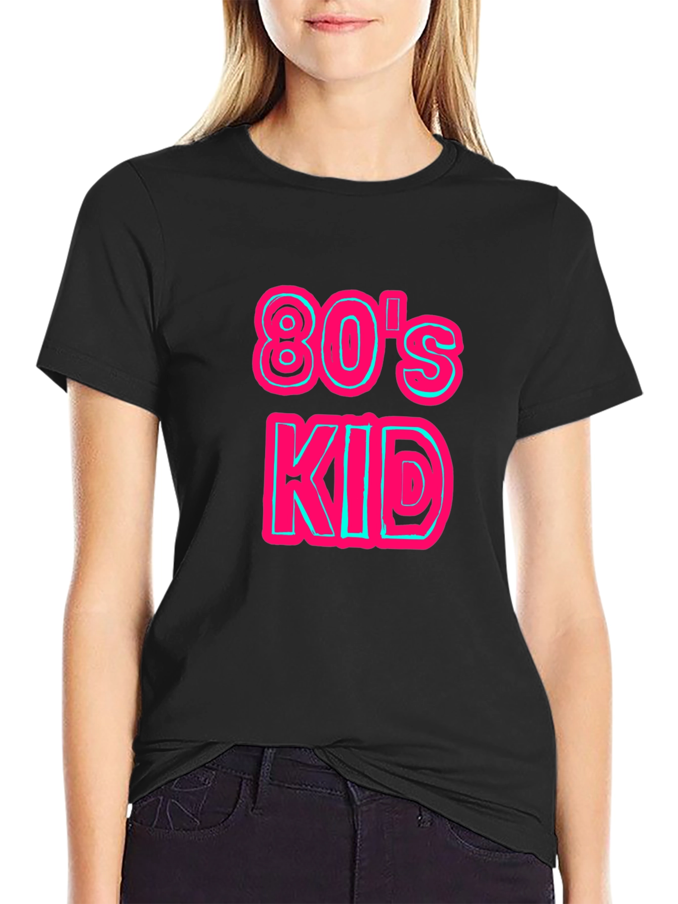 Retro 80s Kid Graphic Tee - Black