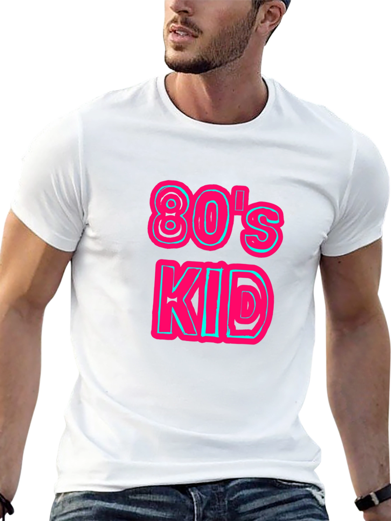 Retro 80s Kid Graphic Tee - Black