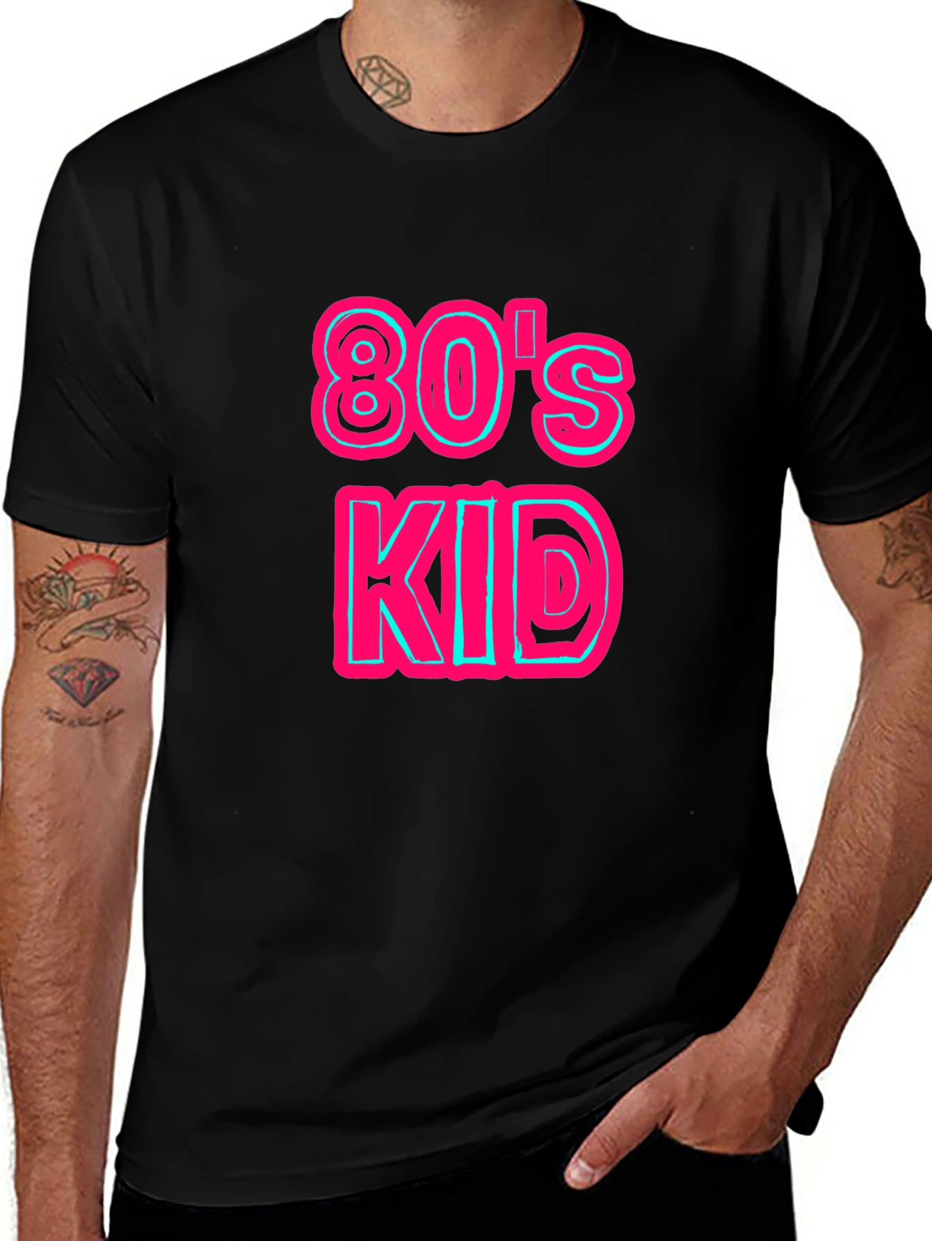 Retro 80s Kid Graphic Tee - Black