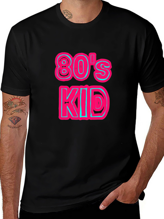 Retro 80s Kid Graphic Tee - Black