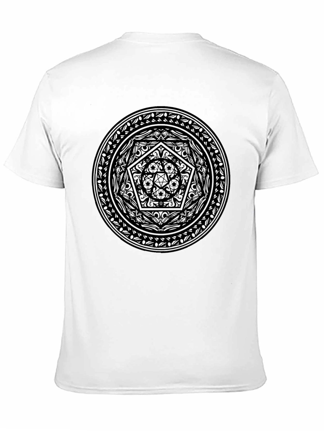 Black Graphic T-Shirt with Mystical Circle Design