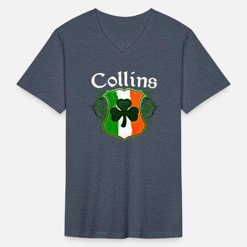 Collins Irish Surname Ireland Flag Shield Shamrock