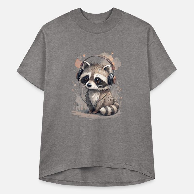 Cool kawaii racoon wearing headphones