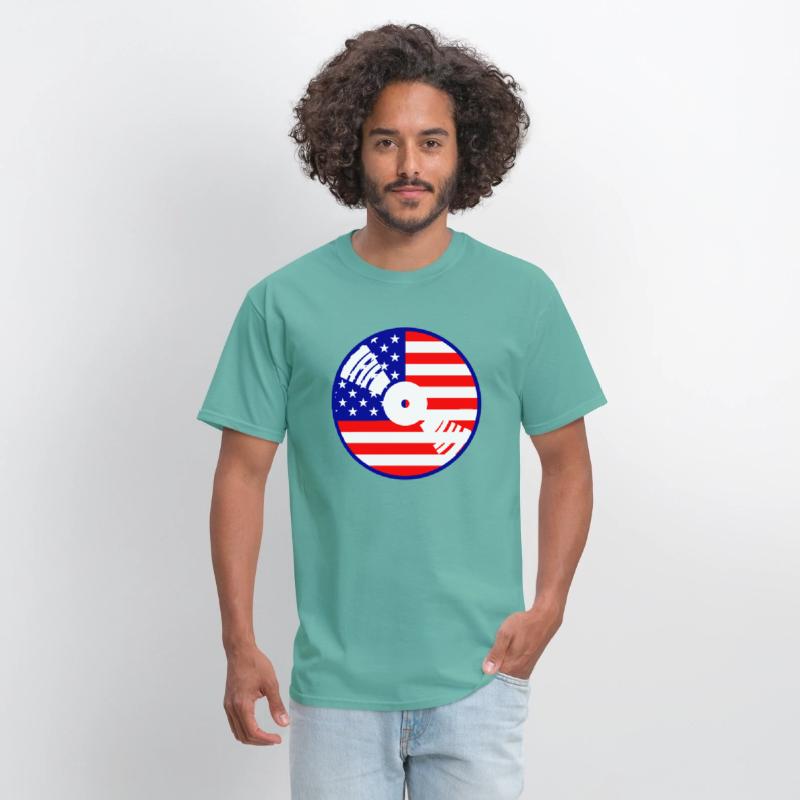 Cool USA Flag America Vinyl Music Record DJ Party