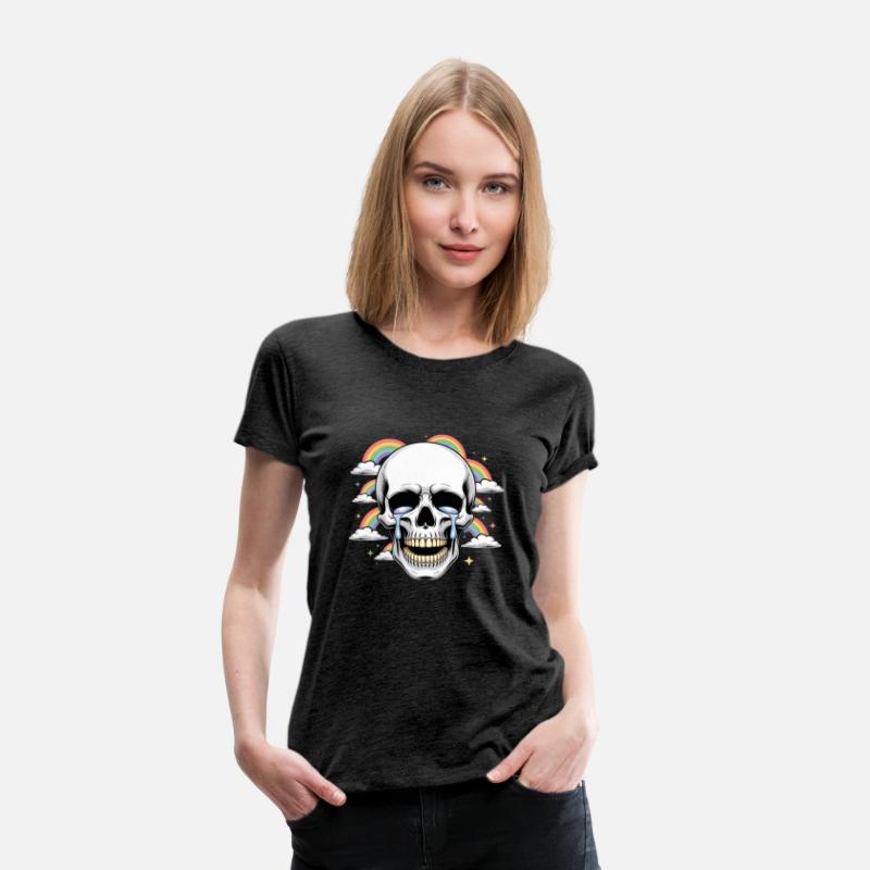Crying Skull with Rainbows – Dark Humor Aesthetic