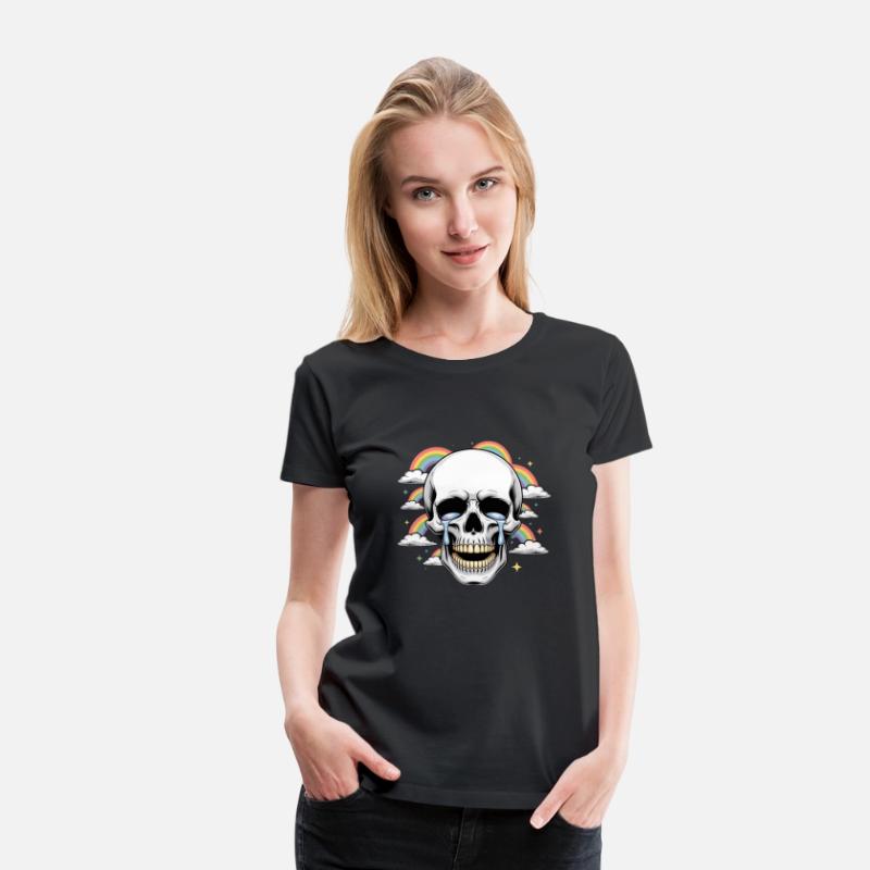 Crying Skull with Rainbows – Dark Humor Aesthetic