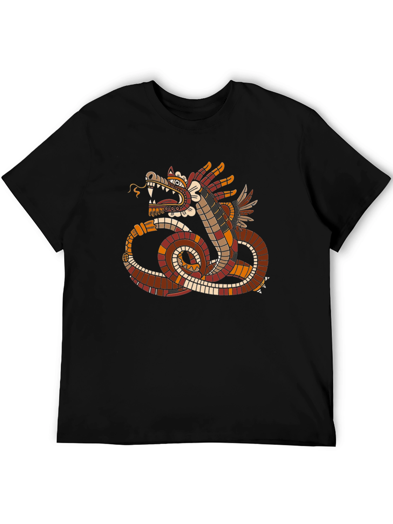 Aztec Serpent Graphic Tee - Stylish Black T-Shirt