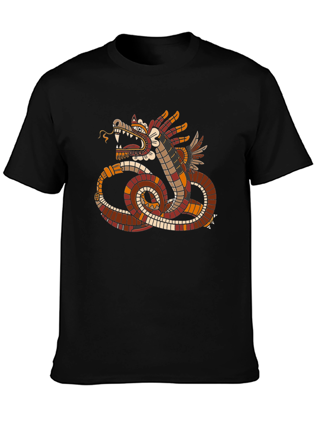 Aztec Serpent Graphic Tee - Stylish Black T-Shirt