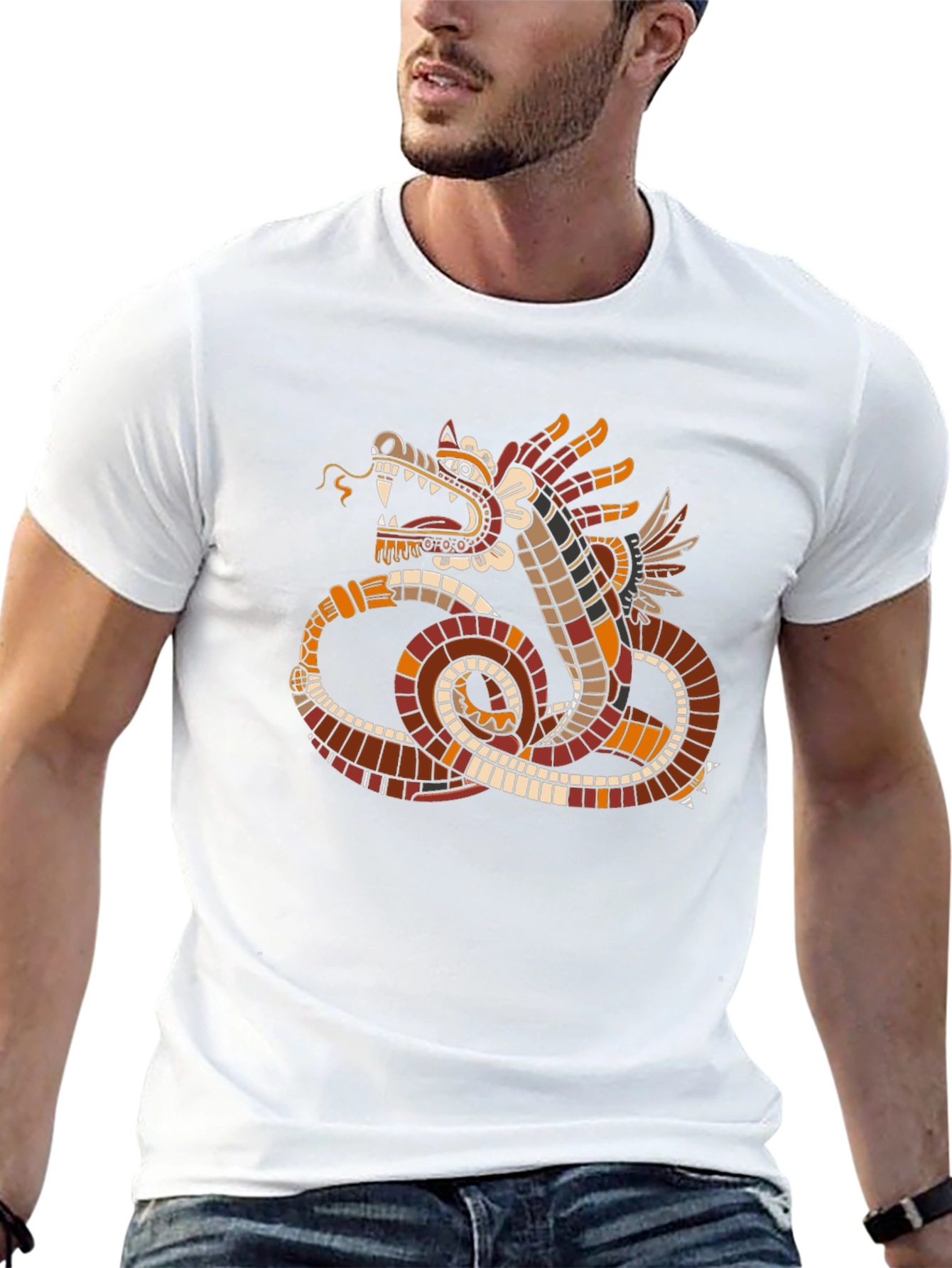 Aztec Serpent Graphic Tee - Stylish Black T-Shirt