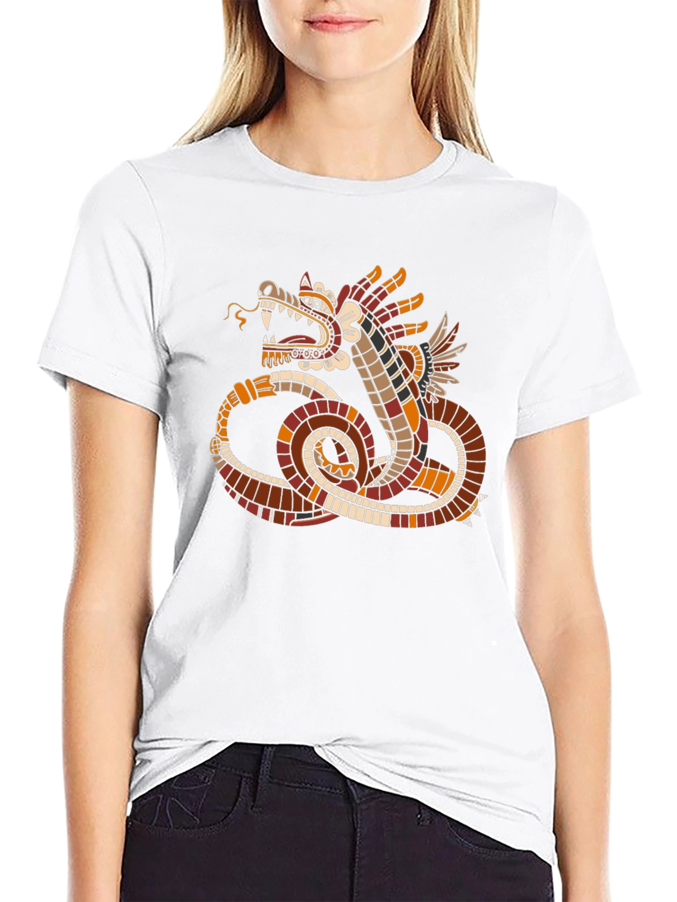 Aztec Serpent Graphic Tee - Stylish Black T-Shirt