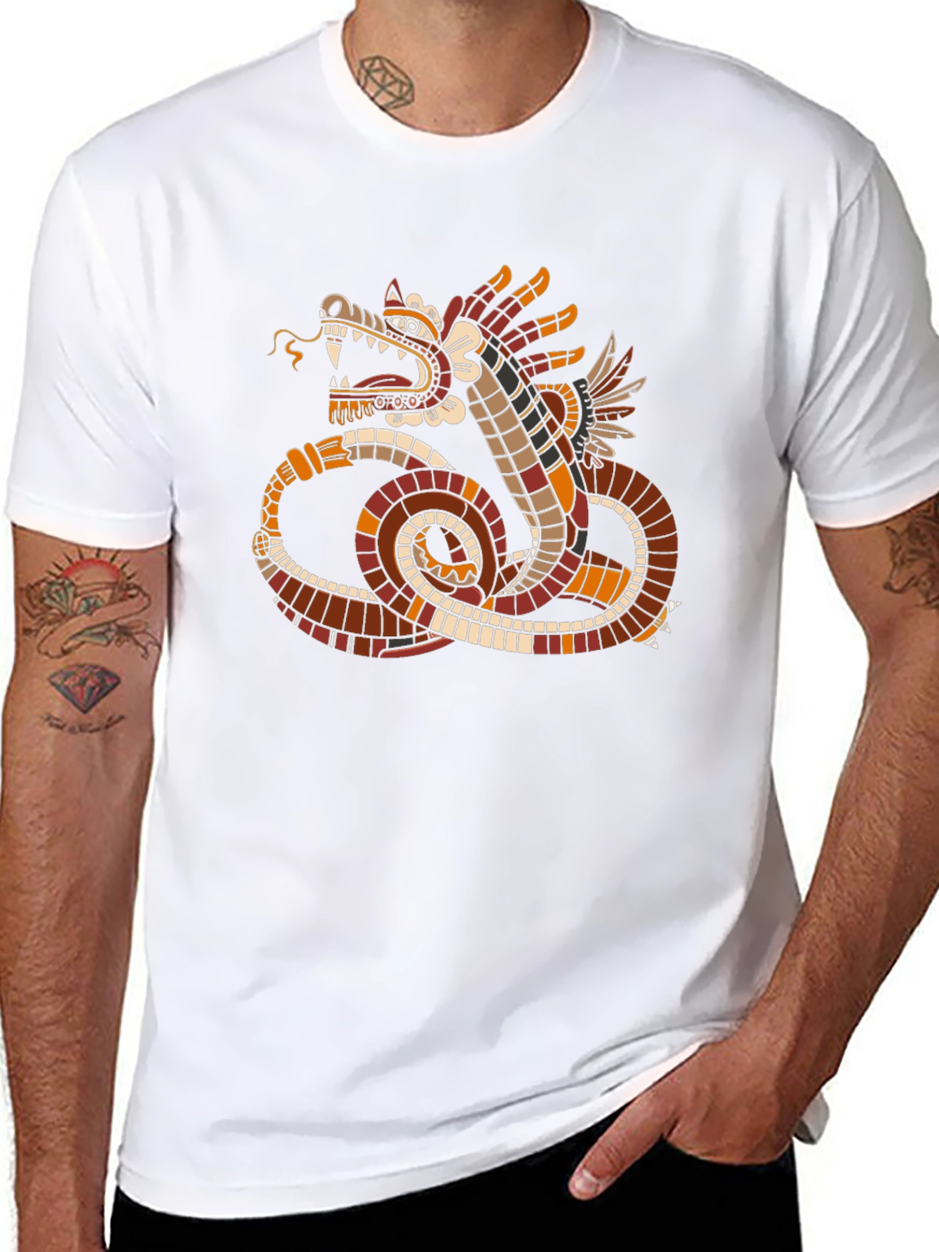 Aztec Serpent Graphic Tee - Stylish Black T-Shirt