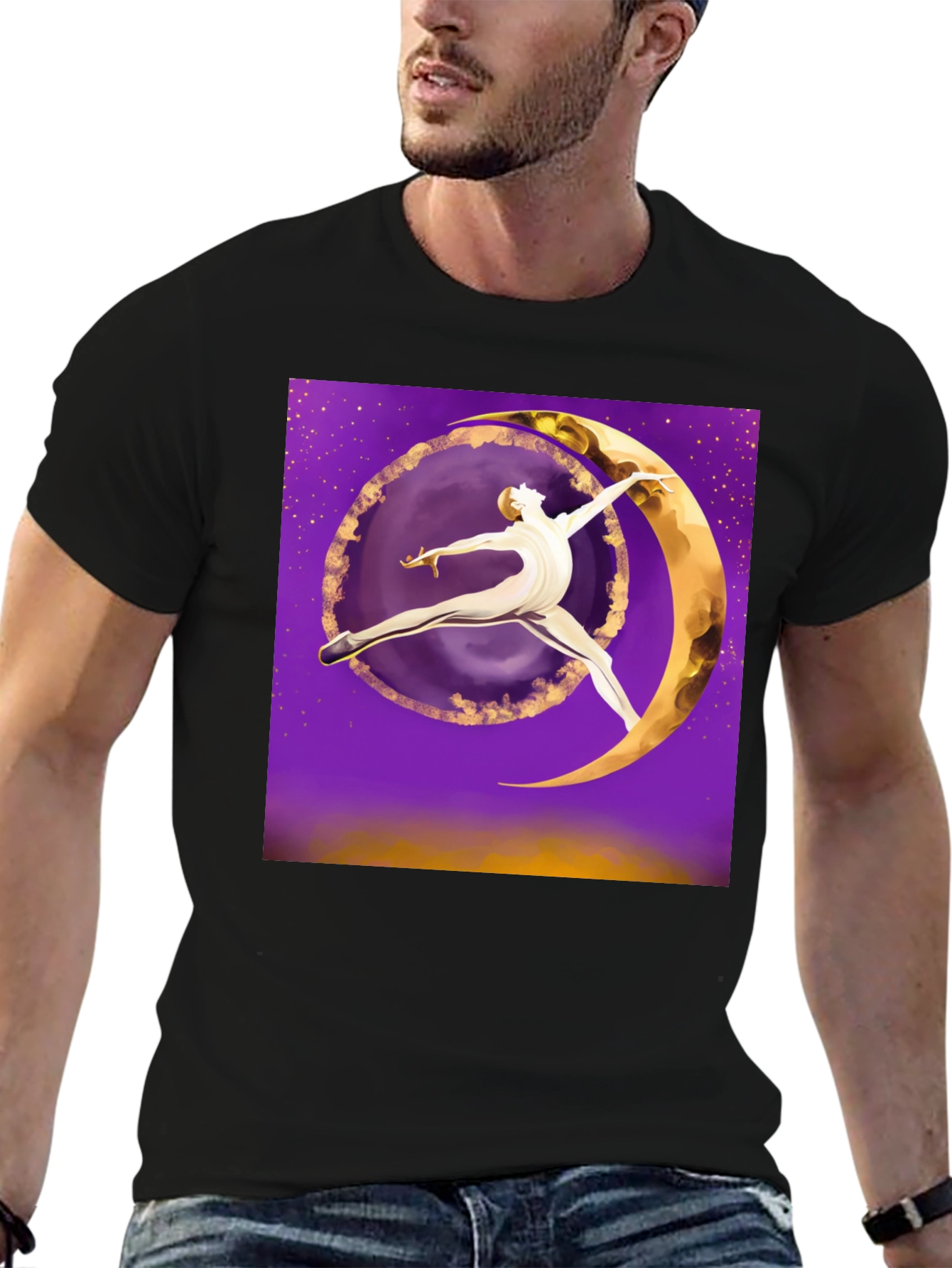 Celestial Dancer Graphic Tee - Unique Moon Art T-Shirt