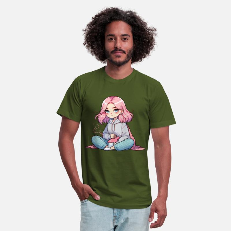 Cute Anime Girl with Coffee and Cozy Blanket
