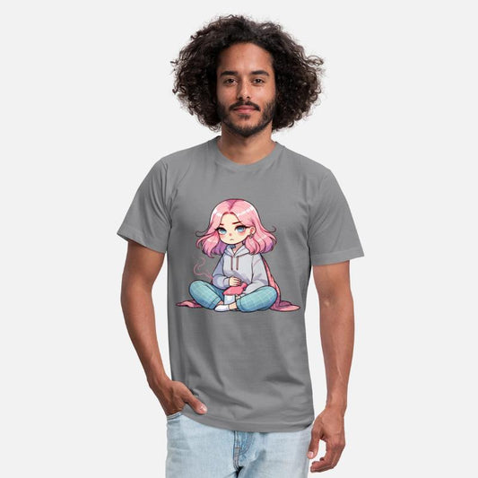 Cute Anime Girl with Coffee and Cozy Blanket