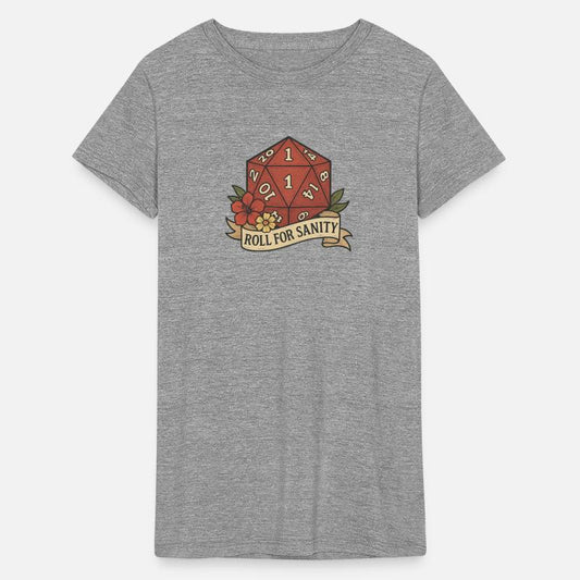 Cute D20 Gaming Die with Floral Banner