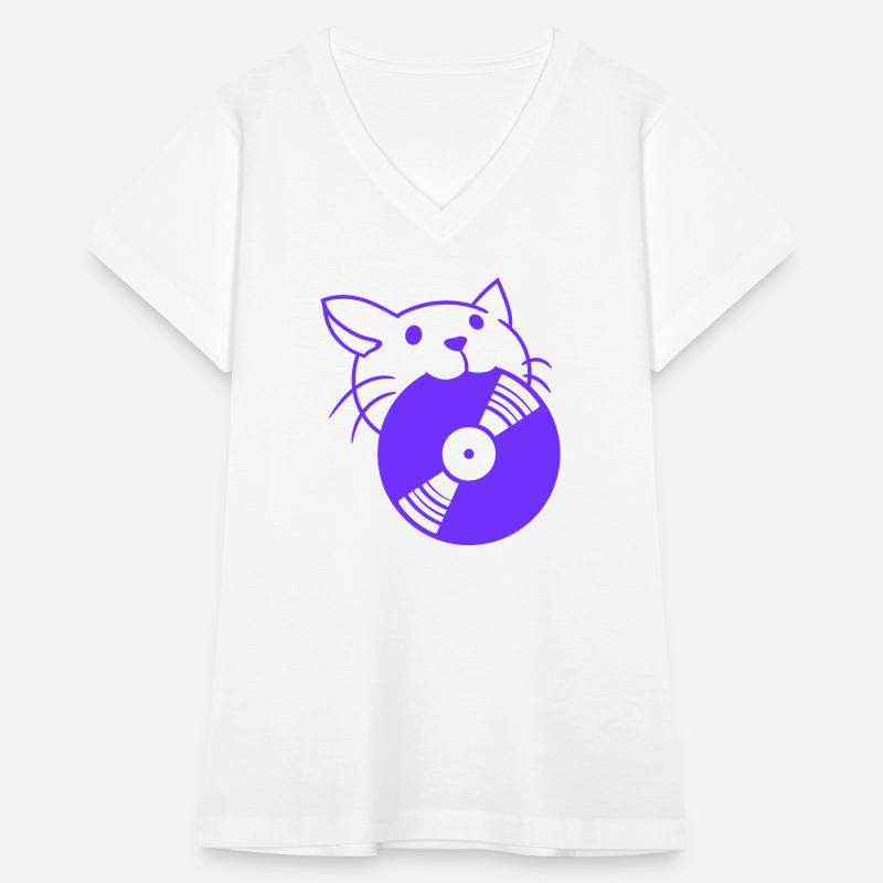 Cute DJ Cat Pet Kitten with Vinyl Record in Mouth