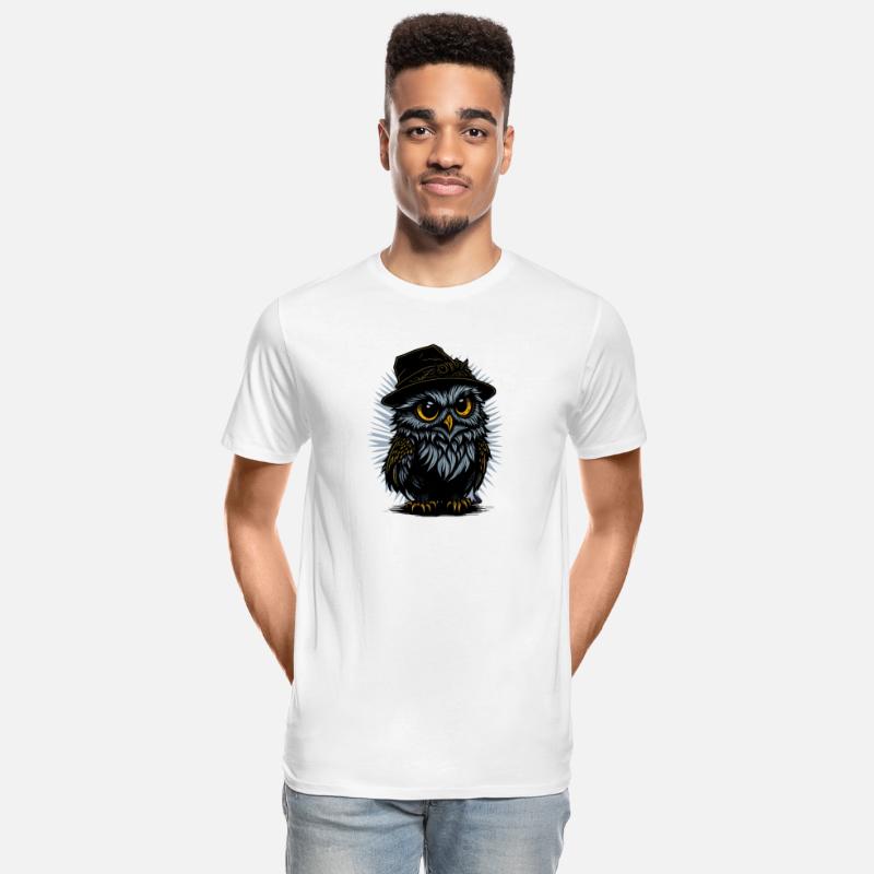 Cute Owl Wearing Hat - Blue Spikes Background