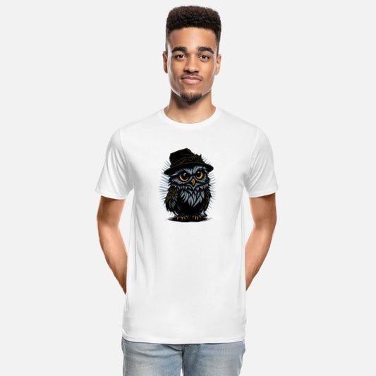 Cute Owl Wearing Hat - Blue Spikes Background