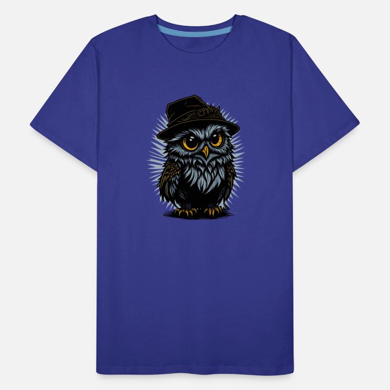 Cute Owl Wearing Hat - Blue Spikes Background