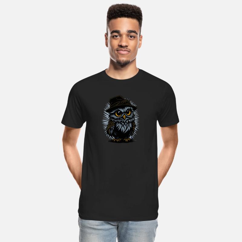 Cute Owl Wearing Hat - Blue Spikes Background