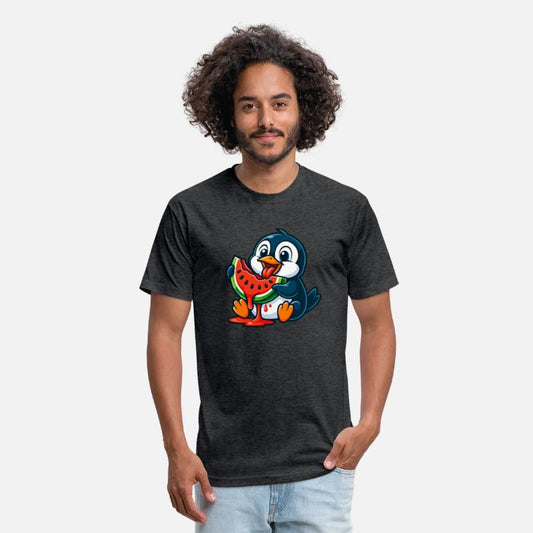 Cute penguin watermelon fruit cartoon arctic