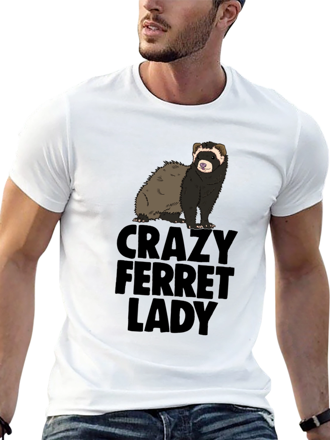 Crazy Ferret Lady Graphic T-Shirt - Novelty Tee