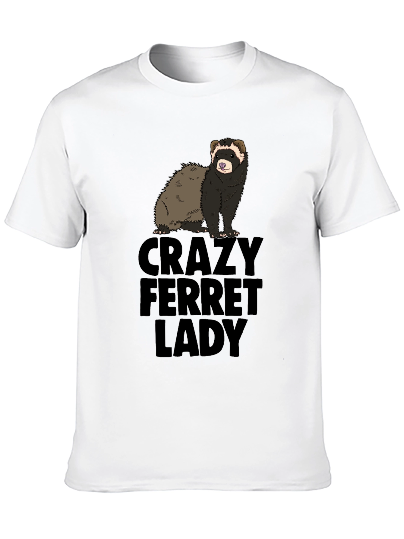 Crazy Ferret Lady Graphic T-Shirt - Novelty Tee
