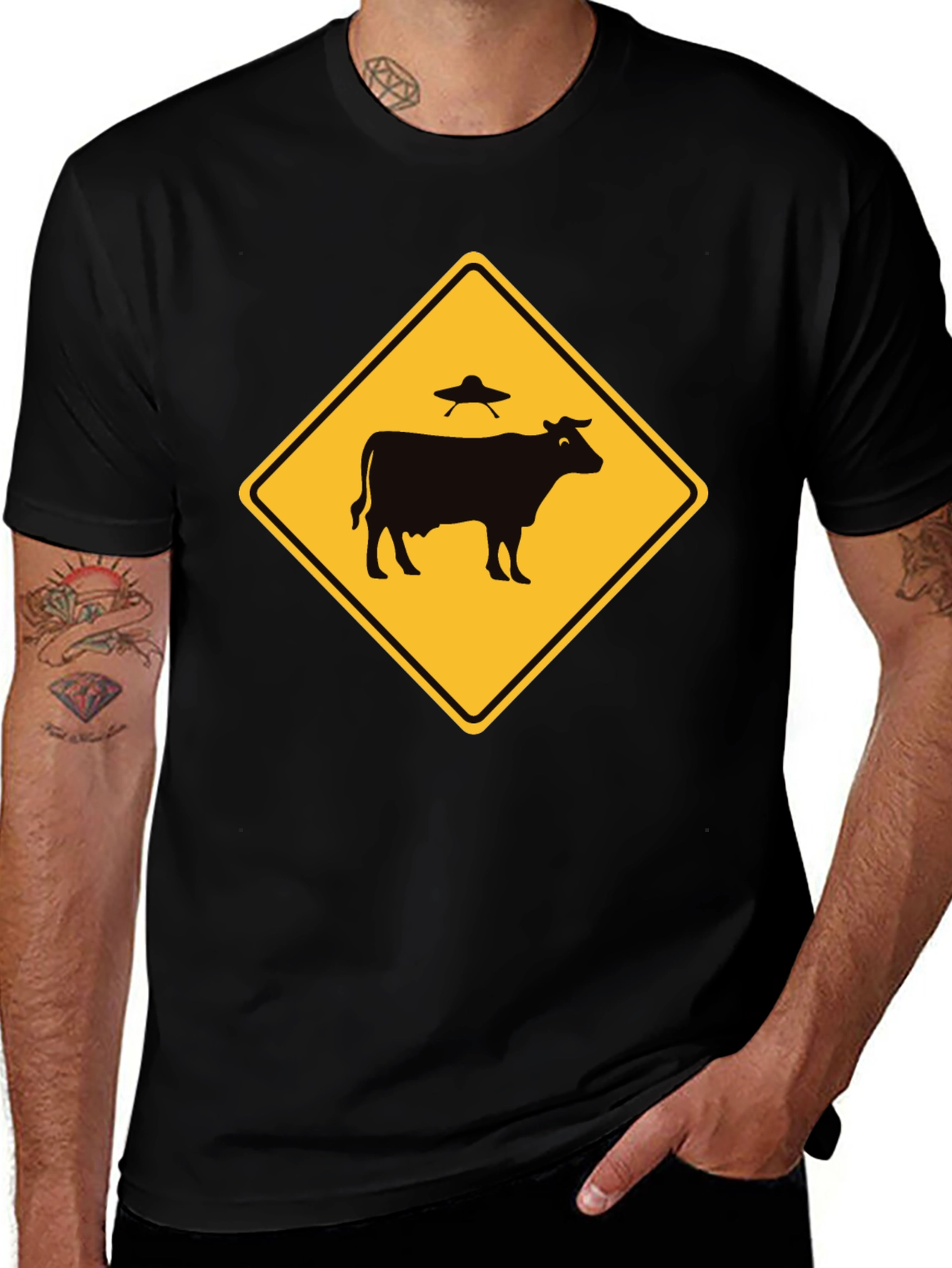Alien Cow Abduction T-Shirt - Funny UFO Tee