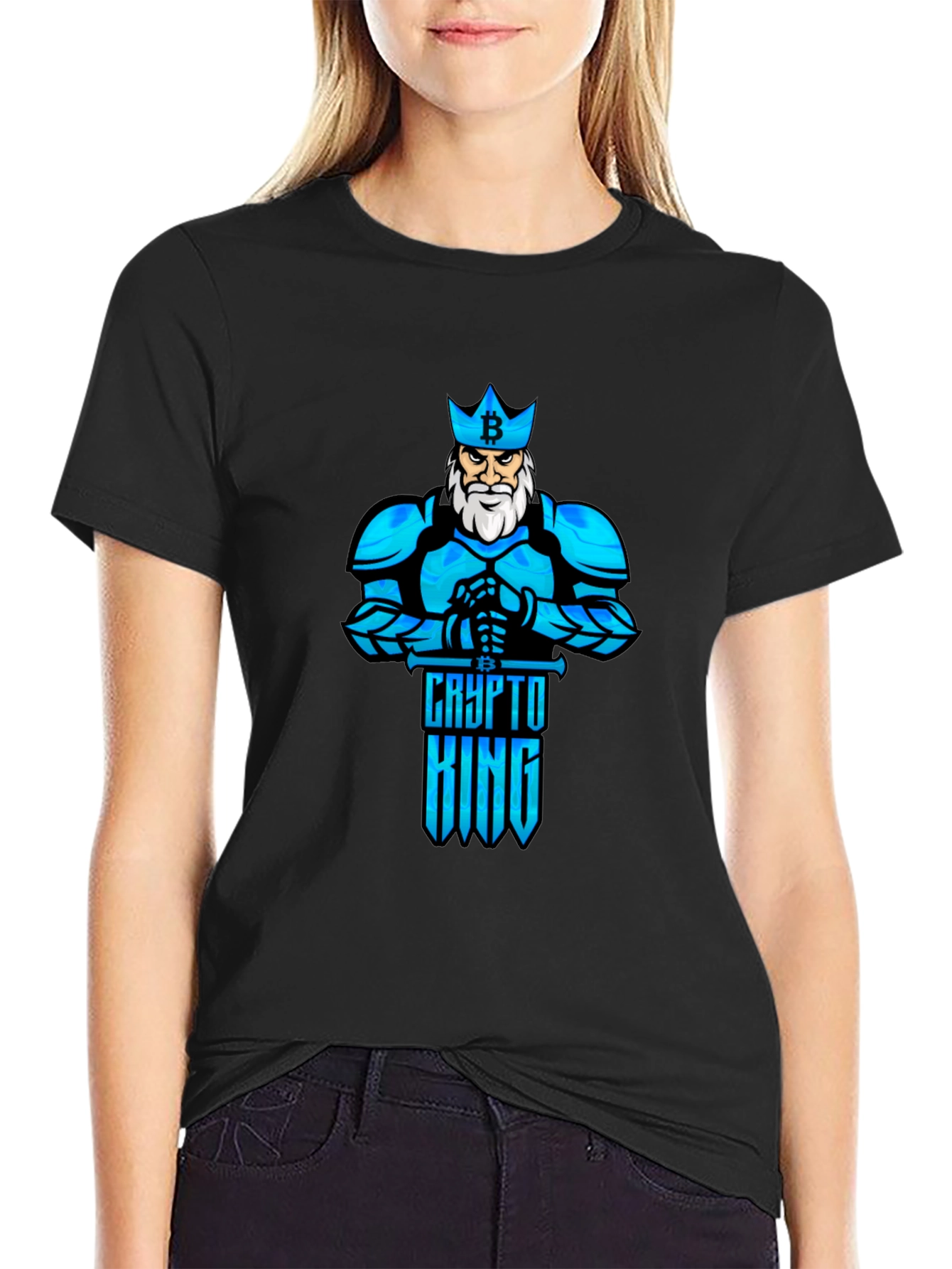 Crypto King Bitcoin T-Shirt - Knight Design